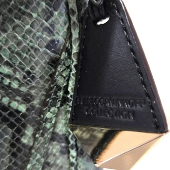 Rebecca Minkoff Collection Green Python Embossed Leather Cali Shoulder Bag - Picture 15 of 16